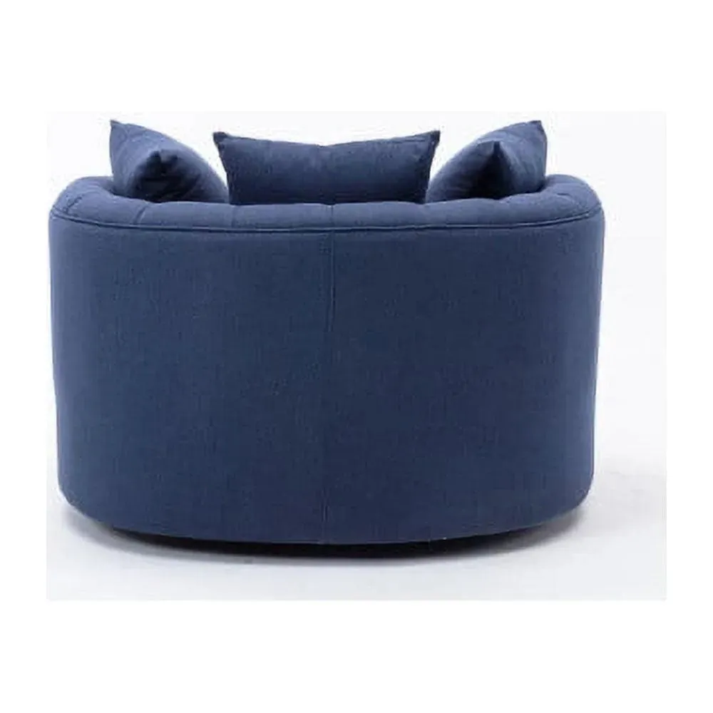 Wooden Twist Barrel Button Tufted Design Modern Round Sofa Cuddle Chair For Living Room with 3 Pillows