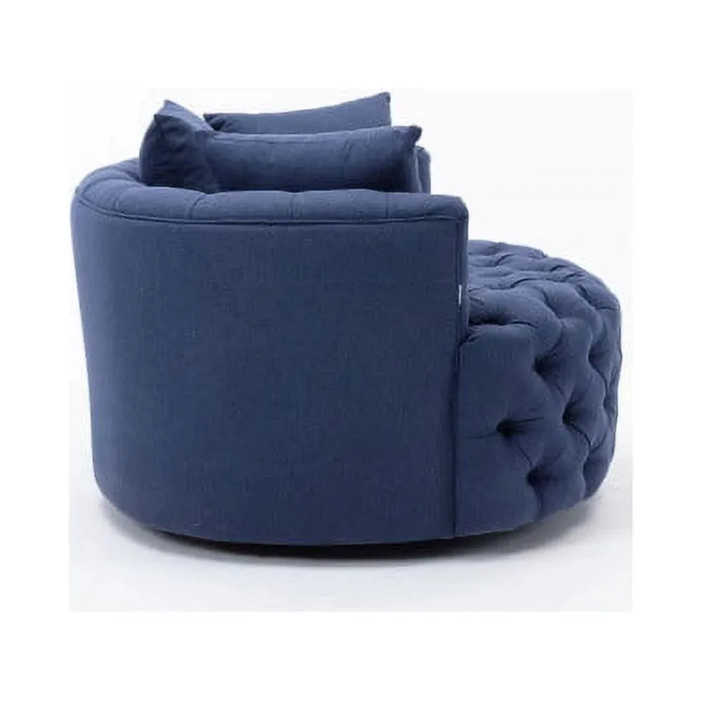 Wooden Twist Barrel Button Tufted Design Modern Round Sofa Cuddle Chair For Living Room with 3 Pillows