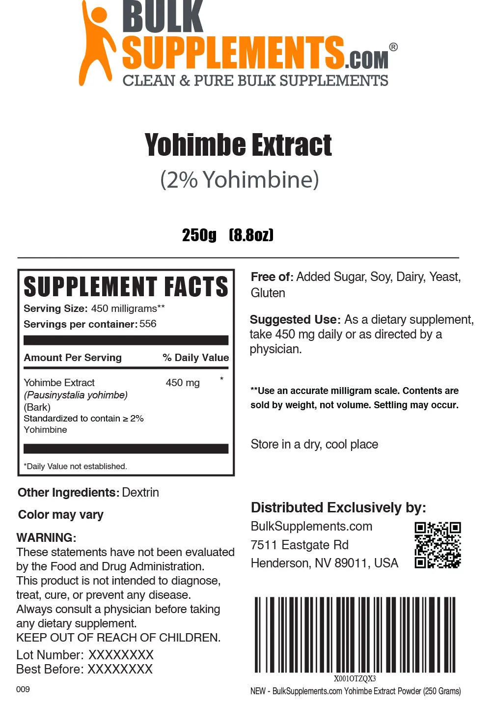 Yohimbe Extract (2% Yohimbine) Powder
