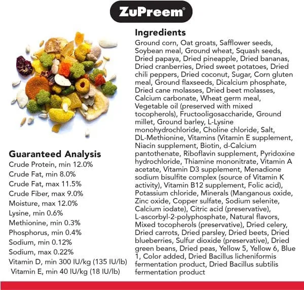 ZuPreem Smart Selects Bird Food, Parrots & Conures